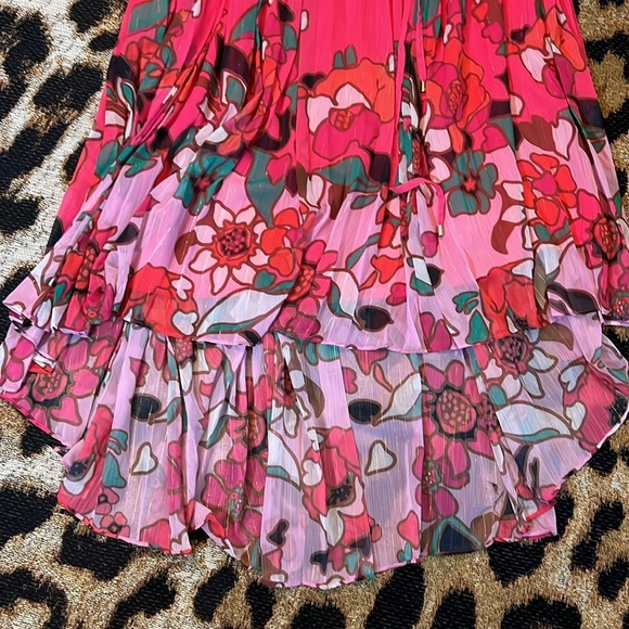 Ted Baker Pink Floral One Shoulder Asymmetrical Dress - Picture 7 of 8